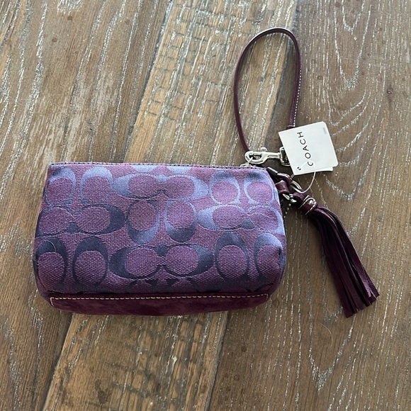 Canvas and suede coach wristlet - Picture 2 of 5